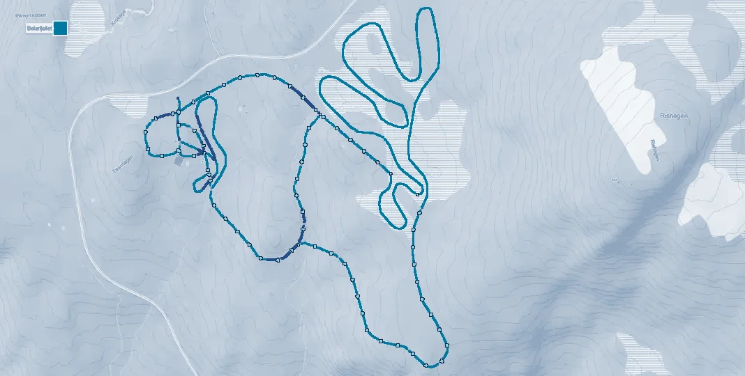 Kart over l&oslash;ypene i Larsoslia. Lenke til l&oslash;ypestatus p&aring; loyper.net